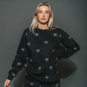 Brunette the label  Bow Patterned Women's Sweatshirt